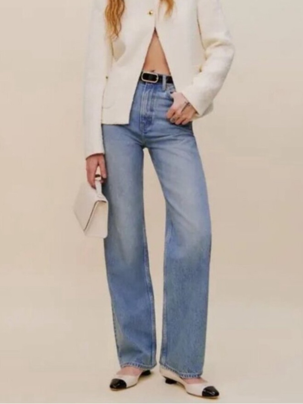 Reformation Light Blue Cary High Rise Slouchy Straight Leg Jeans Denim Size 29